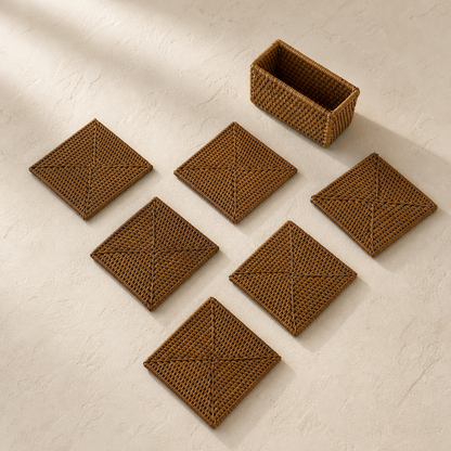 Rattan Bardak Altlığı Set açık görünüm katalog görseli